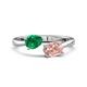 1 - Afra 1.55 ctw Emerald Pear Shape (7x5 mm) & Morganite Oval Shape (7x5 mm) Toi Et Moi Engagement Ring 