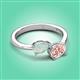 3 - Afra 1.10 ctw Opal Pear Shape (7x5 mm) & Morganite Oval Shape (7x5 mm) Toi Et Moi Engagement Ring 