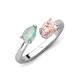 4 - Afra 1.10 ctw Opal Pear Shape (7x5 mm) & Morganite Oval Shape (7x5 mm) Toi Et Moi Engagement Ring 