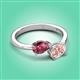 3 - Afra 1.45 ctw Pink Tourmaline Pear Shape (7x5 mm) & Morganite Oval Shape (7x5 mm) Toi Et Moi Engagement Ring 