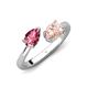 4 - Afra 1.45 ctw Pink Tourmaline Pear Shape (7x5 mm) & Morganite Oval Shape (7x5 mm) Toi Et Moi Engagement Ring 