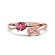 1 - Afra 1.45 ctw Pink Tourmaline Pear Shape (7x5 mm) & Morganite Oval Shape (7x5 mm) Toi Et Moi Engagement Ring 