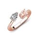 4 - Afra 1.65 ctw White Sapphire Pear Shape (7x5 mm) & Morganite Oval Shape (7x5 mm) Toi Et Moi Engagement Ring 