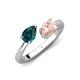 4 - Afra 1.60 ctw London Blue Topaz Pear Shape (7x5 mm) & Morganite Oval Shape (7x5 mm) Toi Et Moi Engagement Ring 