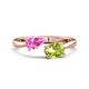 1 - Afra 1.80 ctw Pink Sapphire Pear Shape (7x5 mm) & Peridot Oval Shape (7x5 mm) Toi Et Moi Engagement Ring 