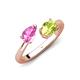 4 - Afra 1.80 ctw Pink Sapphire Pear Shape (7x5 mm) & Peridot Oval Shape (7x5 mm) Toi Et Moi Engagement Ring 