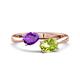 1 - Afra 1.55 ctw Amethyst Pear Shape (7x5 mm) & Peridot Oval Shape (7x5 mm) Toi Et Moi Engagement Ring 