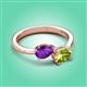 3 - Afra 1.55 ctw Amethyst Pear Shape (7x5 mm) & Peridot Oval Shape (7x5 mm) Toi Et Moi Engagement Ring 