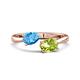 1 - Afra 1.75 ctw Blue Topaz Pear Shape (7x5 mm) & Peridot Oval Shape (7x5 mm) Toi Et Moi Engagement Ring 