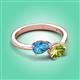 3 - Afra 1.75 ctw Blue Topaz Pear Shape (7x5 mm) & Peridot Oval Shape (7x5 mm) Toi Et Moi Engagement Ring 