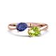1 - Afra 1.50 ctw Iolite Pear Shape (7x5 mm) & Peridot Oval Shape (7x5 mm) Toi Et Moi Engagement Ring 