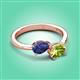 3 - Afra 1.50 ctw Iolite Pear Shape (7x5 mm) & Peridot Oval Shape (7x5 mm) Toi Et Moi Engagement Ring 