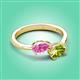 3 - Afra 1.80 ctw Pink Sapphire Pear Shape (7x5 mm) & Peridot Oval Shape (7x5 mm) Toi Et Moi Engagement Ring 