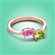 3 - Afra 1.80 ctw Pink Sapphire Pear Shape (7x5 mm) & Peridot Oval Shape (7x5 mm) Toi Et Moi Engagement Ring 