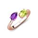 4 - Afra 1.55 ctw Amethyst Pear Shape (7x5 mm) & Peridot Oval Shape (7x5 mm) Toi Et Moi Engagement Ring 