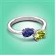 3 - Afra 1.50 ctw Iolite Pear Shape (7x5 mm) & Peridot Oval Shape (7x5 mm) Toi Et Moi Engagement Ring 
