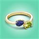 3 - Afra 1.50 ctw Iolite Pear Shape (7x5 mm) & Peridot Oval Shape (7x5 mm) Toi Et Moi Engagement Ring 