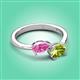 3 - Afra 1.80 ctw Pink Sapphire Pear Shape (7x5 mm) & Peridot Oval Shape (7x5 mm) Toi Et Moi Engagement Ring 