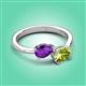 3 - Afra 1.55 ctw Amethyst Pear Shape (7x5 mm) & Peridot Oval Shape (7x5 mm) Toi Et Moi Engagement Ring 