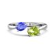 1 - Afra 1.65 ctw Tanzanite Pear Shape (7x5 mm) & Peridot Oval Shape (7x5 mm) Toi Et Moi Engagement Ring 