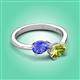 3 - Afra 1.65 ctw Tanzanite Pear Shape (7x5 mm) & Peridot Oval Shape (7x5 mm) Toi Et Moi Engagement Ring 