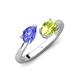 4 - Afra 1.65 ctw Tanzanite Pear Shape (7x5 mm) & Peridot Oval Shape (7x5 mm) Toi Et Moi Engagement Ring 