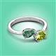 3 - Afra 1.76 ctw Lab Created Alexandrite Pear Shape (7x5 mm) & Peridot Oval Shape (7x5 mm) Toi Et Moi Engagement Ring 