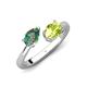 4 - Afra 1.76 ctw Lab Created Alexandrite Pear Shape (7x5 mm) & Peridot Oval Shape (7x5 mm) Toi Et Moi Engagement Ring 