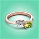 3 - Afra 1.75 ctw Moissanite Pear Shape (7x5 mm) & Peridot Oval Shape (7x5 mm) Toi Et Moi Engagement Ring 