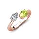 4 - Afra 1.75 ctw Moissanite Pear Shape (7x5 mm) & Peridot Oval Shape (7x5 mm) Toi Et Moi Engagement Ring 