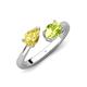 4 - Afra 1.80 ctw Yellow Sapphire Pear Shape (7x5 mm) & Peridot Oval Shape (7x5 mm) Toi Et Moi Engagement Ring 