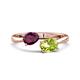 1 - Afra 1.80 ctw Rhodolite Garnet Pear Shape (7x5 mm) & Peridot Oval Shape (7x5 mm) Toi Et Moi Engagement Ring 