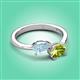 3 - Afra 1.50 ctw Aquamarine Pear Shape (7x5 mm) & Peridot Oval Shape (7x5 mm) Toi Et Moi Engagement Ring 