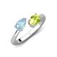 4 - Afra 1.50 ctw Aquamarine Pear Shape (7x5 mm) & Peridot Oval Shape (7x5 mm) Toi Et Moi Engagement Ring 