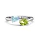 1 - Afra 1.50 ctw Aquamarine Pear Shape (7x5 mm) & Peridot Oval Shape (7x5 mm) Toi Et Moi Engagement Ring 