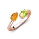 4 - Afra 1.55 ctw Citrine Pear Shape (7x5 mm) & Peridot Oval Shape (7x5 mm) Toi Et Moi Engagement Ring 