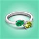 3 - Afra 1.70 ctw Emerald Pear Shape (7x5 mm) & Peridot Oval Shape (7x5 mm) Toi Et Moi Engagement Ring 