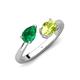 4 - Afra 1.70 ctw Emerald Pear Shape (7x5 mm) & Peridot Oval Shape (7x5 mm) Toi Et Moi Engagement Ring 