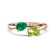 1 - Afra 1.70 ctw Emerald Pear Shape (7x5 mm) & Peridot Oval Shape (7x5 mm) Toi Et Moi Engagement Ring 
