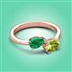 3 - Afra 1.70 ctw Emerald Pear Shape (7x5 mm) & Peridot Oval Shape (7x5 mm) Toi Et Moi Engagement Ring 