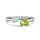 1 - Afra 1.25 ctw Opal Pear Shape (7x5 mm) & Peridot Oval Shape (7x5 mm) Toi Et Moi Engagement Ring 