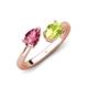 4 - Afra 1.60 ctw Pink Tourmaline Pear Shape (7x5 mm) & Peridot Oval Shape (7x5 mm) Toi Et Moi Engagement Ring 
