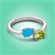 3 - Afra 1.25 ctw Turquoise Pear Shape (7x5 mm) & Peridot Oval Shape (7x5 mm) Toi Et Moi Engagement Ring 