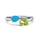 1 - Afra 1.80 ctw Blue Sapphire Pear Shape (7x5 mm) & Peridot Oval Shape (7x5 mm) Toi Et Moi Engagement Ring 
