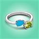 3 - Afra 1.80 ctw Blue Sapphire Pear Shape (7x5 mm) & Peridot Oval Shape (7x5 mm) Toi Et Moi Engagement Ring 