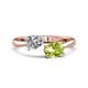 1 - Afra 1.80 ctw White Sapphire Pear Shape (7x5 mm) & Peridot Oval Shape (7x5 mm) Toi Et Moi Engagement Ring 