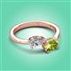 3 - Afra 1.80 ctw White Sapphire Pear Shape (7x5 mm) & Peridot Oval Shape (7x5 mm) Toi Et Moi Engagement Ring 