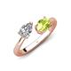 4 - Afra 1.80 ctw White Sapphire Pear Shape (7x5 mm) & Peridot Oval Shape (7x5 mm) Toi Et Moi Engagement Ring 