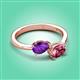 3 - Afra 1.50 ctw Amethyst Pear Shape (7x5 mm) & Pink Tourmaline Oval Shape (7x5 mm) Toi Et Moi Engagement Ring 