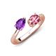 4 - Afra 1.50 ctw Amethyst Pear Shape (7x5 mm) & Pink Tourmaline Oval Shape (7x5 mm) Toi Et Moi Engagement Ring 